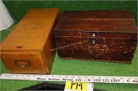 2 wooden box, card file