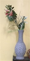 Very tall woven painted wicker vase with