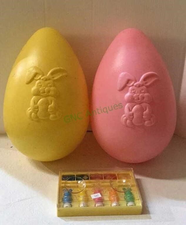 Lot includes two large vintage Easter eggs with