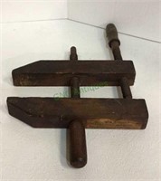 Primitive wooden clamp with original sticker