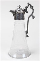 Cut Crystal And Silver Plate Claret Jug