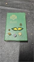 Vtg Girl Scout Handbook with Pins & Patch