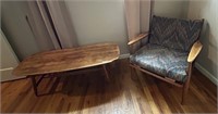 RETRO WOOD CHAIR AND COFFEE TABLE (RESTORED)