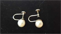 14KT gold screw back earrings with cultured pearls