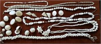 White beaded necklaces and earrings 6 necklaces