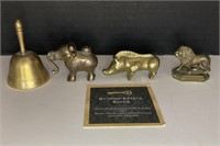 Lot of Brass Animals & Bell