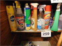 Entire shelf of cleaning supplies