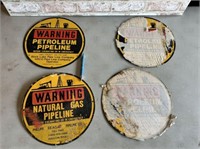 (4X) WARNING PETROLEUM PIPELINE SIGN, METAL,