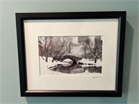 Framed Winter Bridge Print