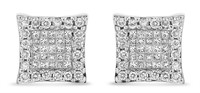 14k Wgold 1.01ct Diamond Square Composite Earrings