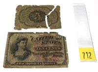 Lot, Fractional currency notes, 2 pcs.