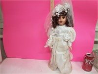 Vintage Porcelain Doll on stand