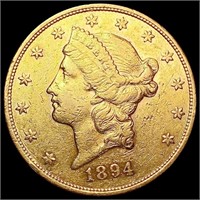 1894-S $20 Gold Double Eagle CHOICE AU