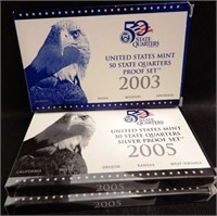 (2) '05 & (1) '03 State Quarters Silver Proof Sets
