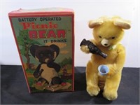 Vintage Battery Operated Picnic Bear -It Drinks
