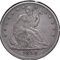 1859 HALF DOLLAR AU PQ