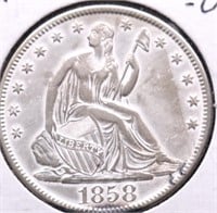 1858 O HALF DOLLAR AU DETAILS