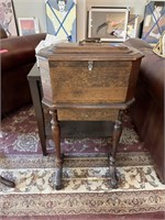 ANTIQUE FURNITURE SEWING/KNITTING BOX STAND