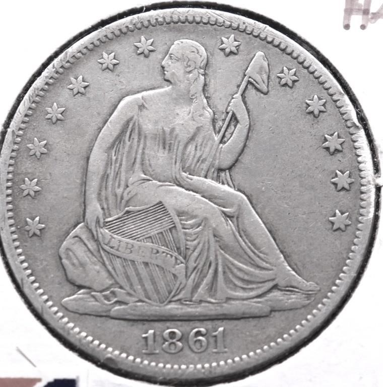 1861 HALF DOLLAR VF