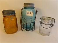 3 Jars, 2 w/Zinc Lids, Ball Jar is Old Glass