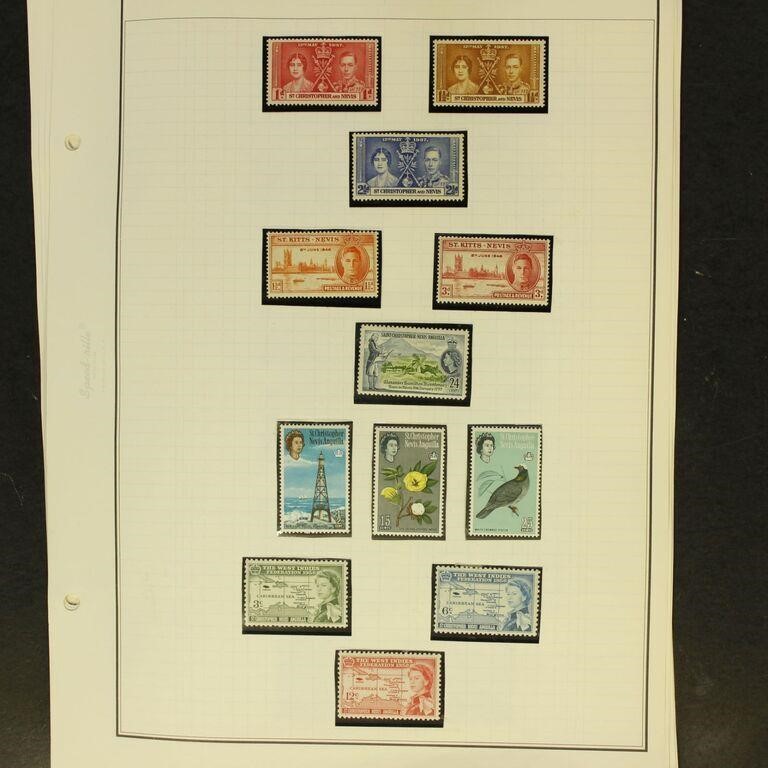 St Kitts and Nevis Stamps Mint NH on pages in