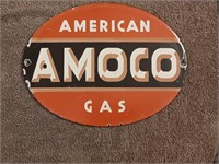 Amoco original porcelain gas pump sign 8" x 6"