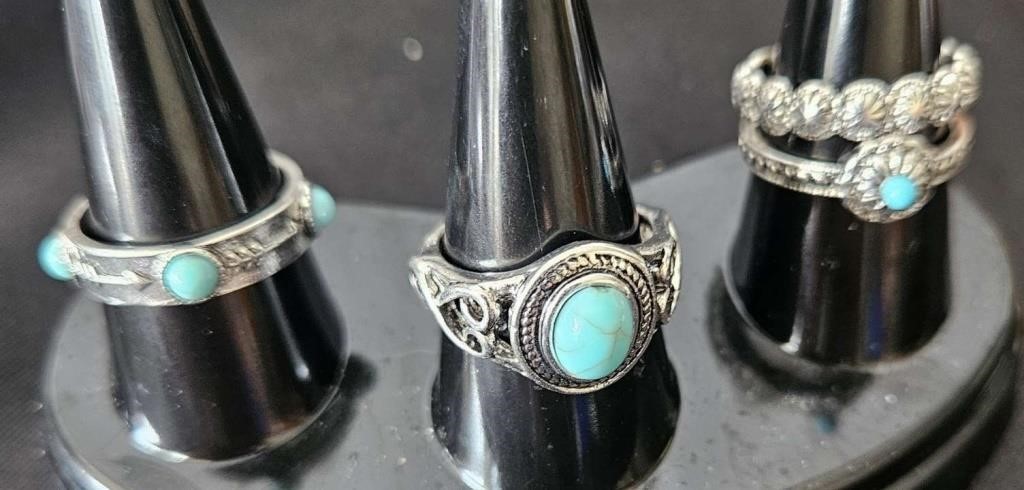 4 piece rings with turquoise look