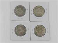 FOUR 1944-1947 CANADIAN 50 CENT COINS