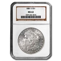 1881-s Morgan Dollar Ms-62 Ngc