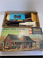 Box of Vintage HO Scale Train Accessories Parts