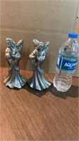 Pair of 7in Pewter Praying Angels Candle Holders