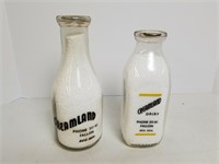 2 Vintage "Creamland Dairy" Milk Bottles