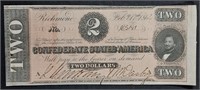 1864  $2 Confederate States of America note
