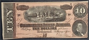 1864  $10 Confederate States of America note