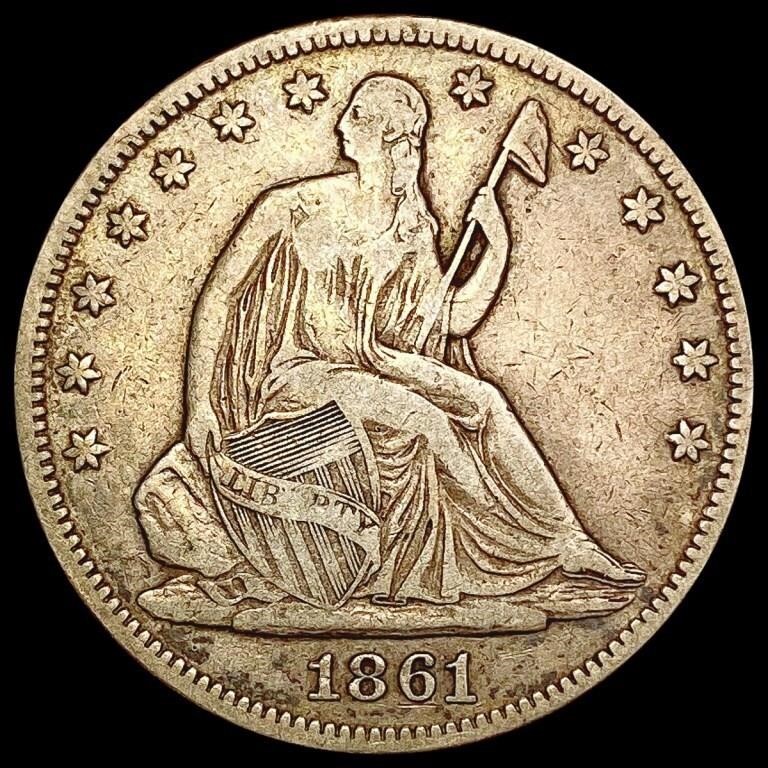1861 Seated Liberty Half Dollar LIGHTLY