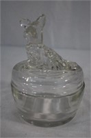 Solid glass dresser jar 4" X 5"