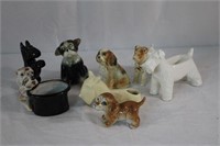 Assorted china and porcelain dog figurines