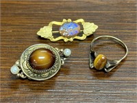 Three Pieces Gold Tone Vintage Jewelry