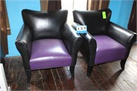 (2) Vinyl Chairs w/Arms, Black & Purple