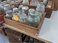 VTG Wooden Crate w/Atlas Mason Jars