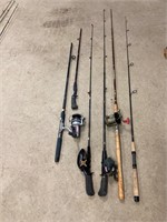 4 fishing rods and 2 partial rods