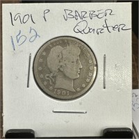 1901 BARBER SILVER QUARTER