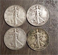 (4) U.S. Walking Liberty Half Dollars