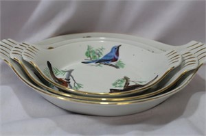 Set of 3 Le Faune Porcelain Plates/Trays