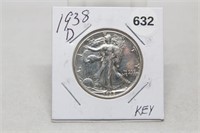 1938 D Half Dollar-F Key
