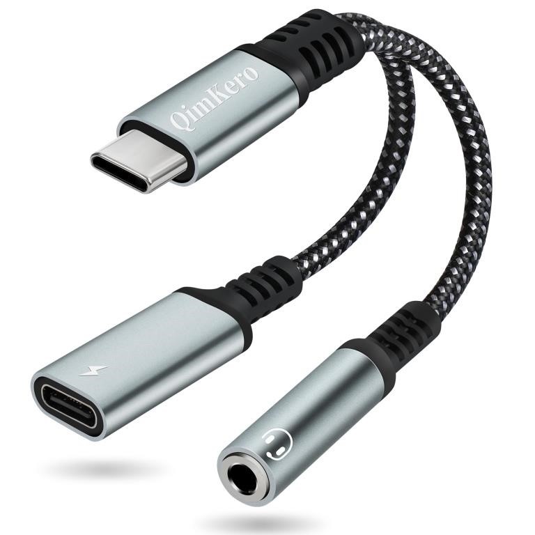 USB C to 3.5mm Headphone and Charger Adapter, 2-in