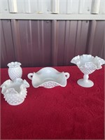 4 pieces Fenton Milk glass