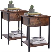 DYHOME Nightstand Set of 2  Coffee Tables  Brown