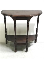 Antique wood half-moon side table