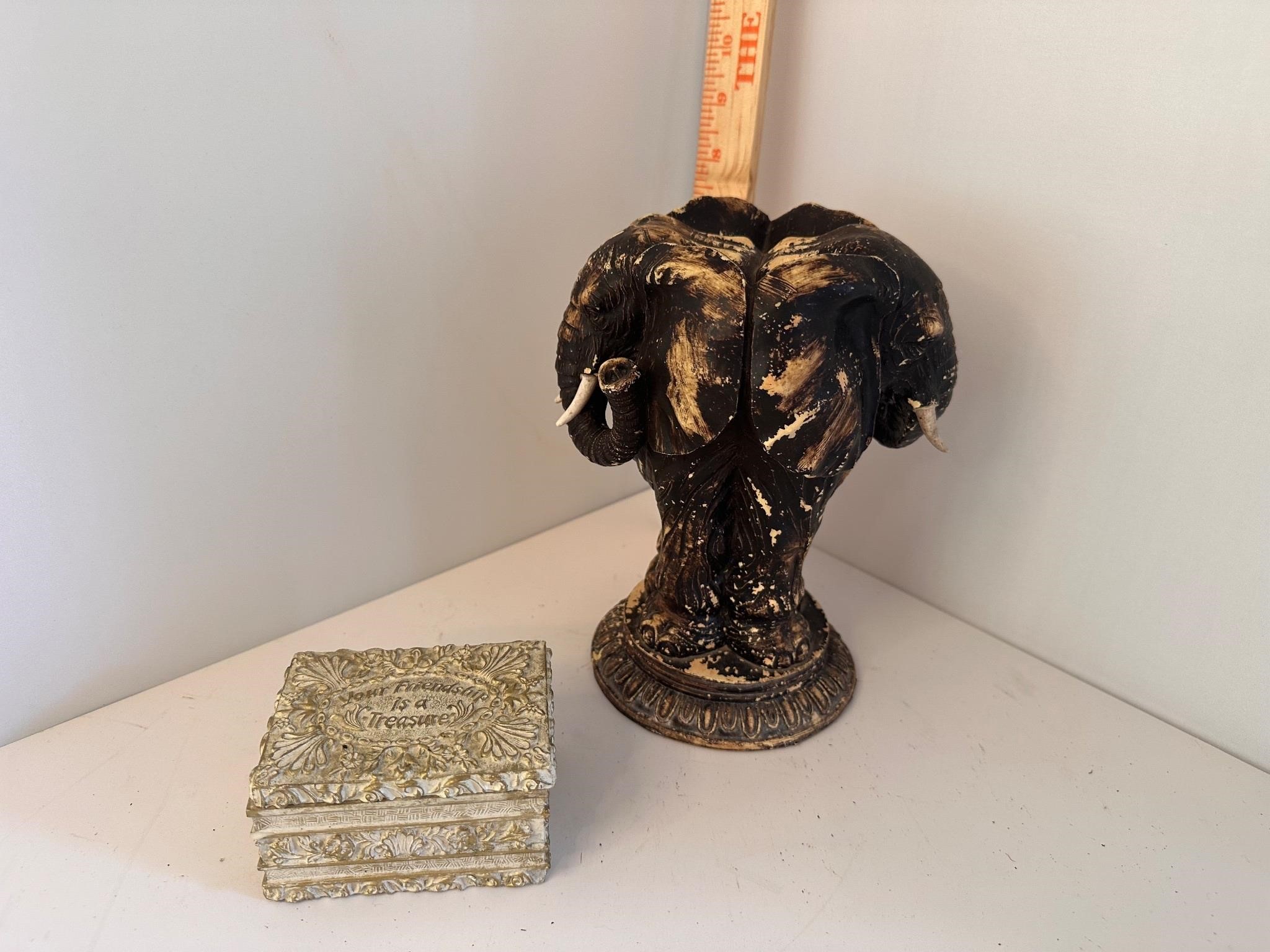 Elephant candle holder and friendship trinket box